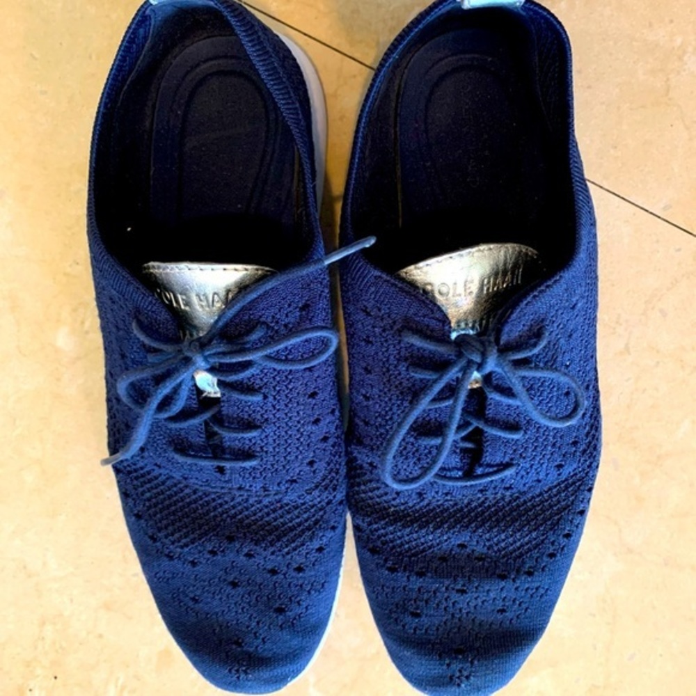 Cole Haan Women 2.zerogrand Blue/Silver Wingtip Oxford